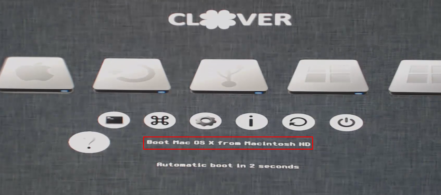 No Clover, selecione o disco onde você instalou o sistema para dar boot.